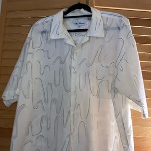 Virgola Uomo Mens Contemporary Black  and White Button Down Collared Shirt XXL